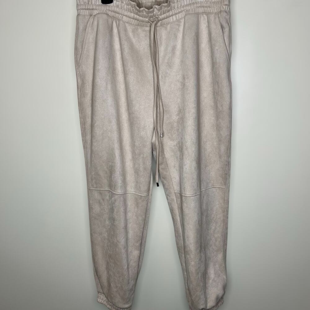 Marc New York Joggers XL Womens Latte Faux Suede Paperbag Pants Drawstring New